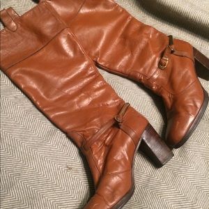 Brown genuine leather boots. Vintage.